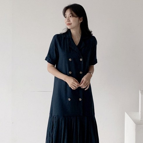 마르닛 버튼 플리츠 자켓 롱 원피스 OPS7670K24