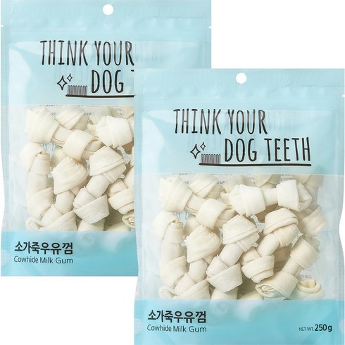 강아지 껌 - 강아지 Think your dog teeth 소가죽우유껌 소형 250g 18p, 소가죽, 2개