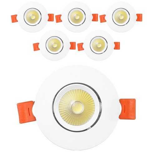 시그마LED COB 다운라이트 5W 각도조절 DC타입 안정기 일체형 매입등, 전구색(화이트), 6개