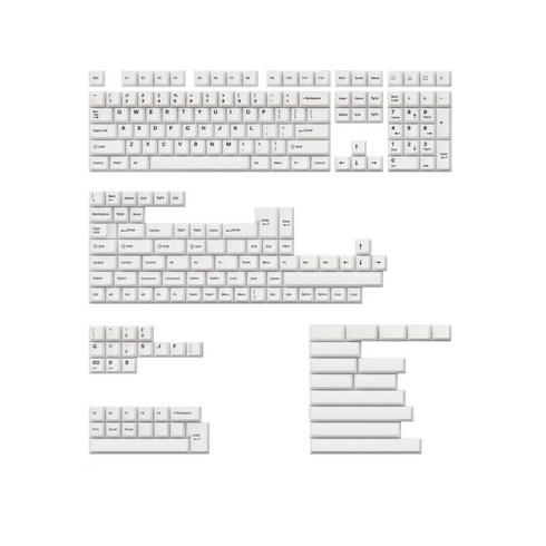 키크론 체리프로파일 이중사출 PBT 영문 키캡 풀 세트 219키 교체용 PBT-11, Black on White, 일반형