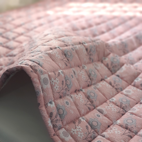거실패드 - 코잠데이 시원한 지지미 여름 침대 거실 패드, 꽃무늬 핑크