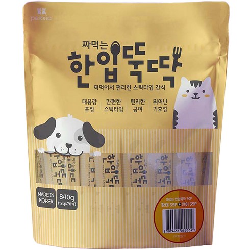 펫토리아 짜먹는 한입뚝딱 반려동물 습식 간식, 황태 35P+연어 35P, 840g, 1팩