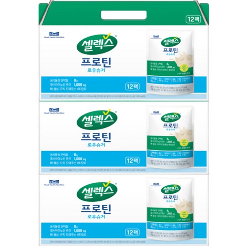 셀렉스 프로틴 파우치 음료 로우슈거 12p, 1500ml, 3개