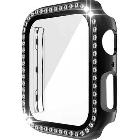 이츠라이프 애플워치 큐빅 풀커버 강화유리 스퀘어 케이스 41mm, 블랙