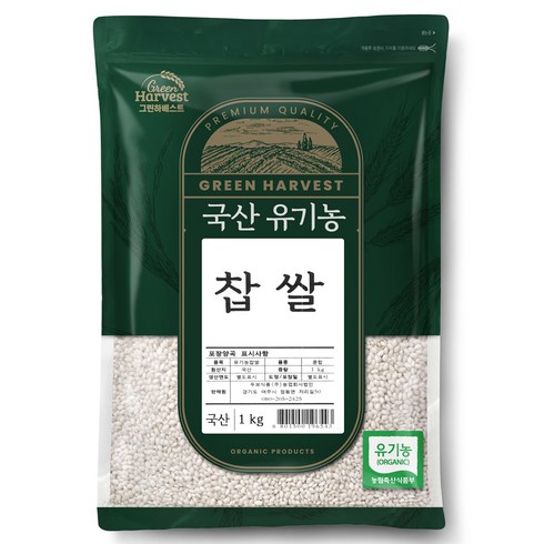 그린하베스트 유기농 찹쌀, 1kg, 1개