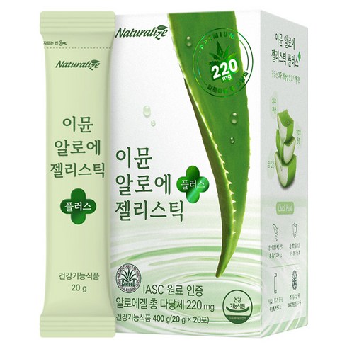 네추럴라이즈 이뮨 알로에 젤리스틱 플러스 20p, 20포, 20g, 1개