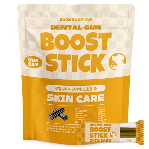 붐붐포 강아지 덴탈껌 원데이 부스트스틱, 구강 앤 피부, 225g, 1개