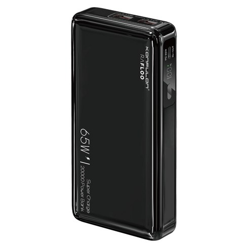 라플루 65W 초고속 대용량 보조배터리 20000mAh, 블랙, RPB-65W