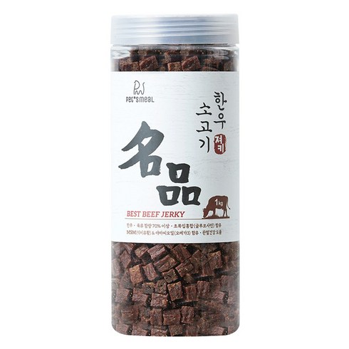 강아지소고기간식 - 펫츠밀 강아지 한우 소고기 져키 대용량 간식, 1kg, 1개