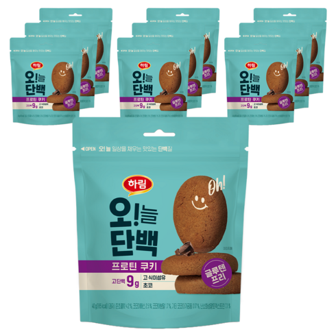 하림 오 늘단백 프로틴쿠키 초코, 10개, 40g