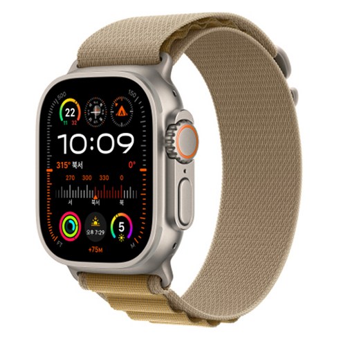 Apple 정품 2024 애플워치 Ultra 2 티타늄 알파인 루프, 49mm, GPS+Cellular, 내추럴 / 탠, Medium