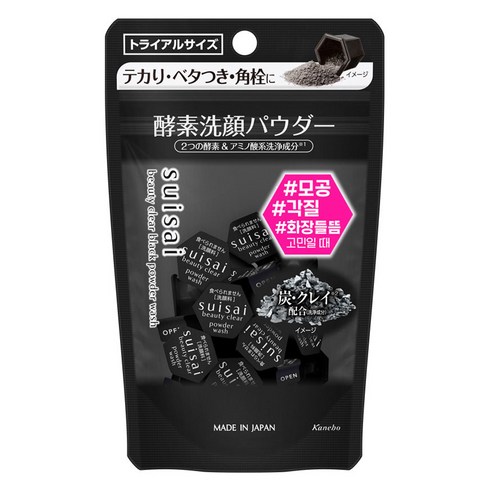 일본가루폼클렌징 - 수이사이 뷰티 클리어 파우더 워시 블랙 15p, 6g, 1개