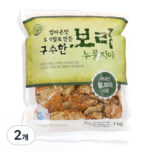 보리누룽지 - 엄마손맛 우리쌀로 만든 구수한 보리누룽지야, 1kg, 2개