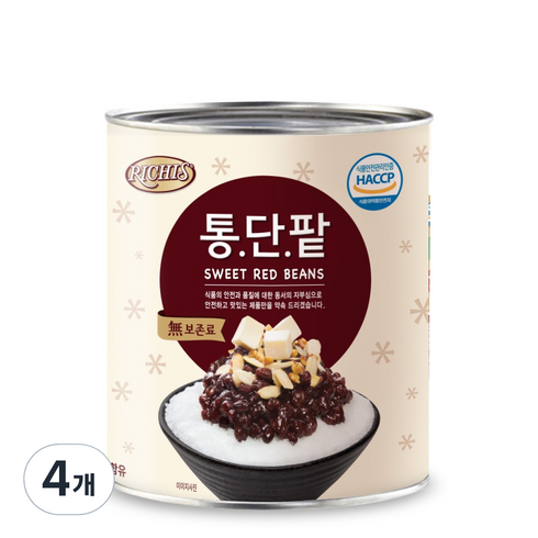 (주)동서 리치스 통단팥, 3kg, 4개