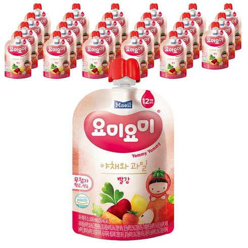 뽀로로하루야채 - 요미요미 야채와 과일 주스 100ml, 빨강, 24개