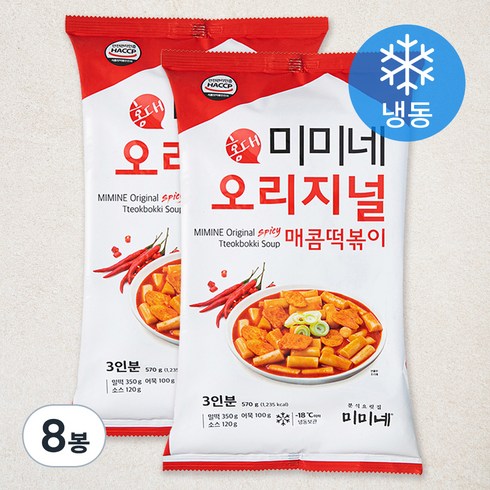 미미네국물떡볶이 - 미미네 오리지널 매콤 떡볶이 (냉동), 570g, 8봉