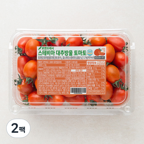 스테비아 방울토마토 2kg  - 스테비아 대추방울 토마토, 1.2kg, 2팩