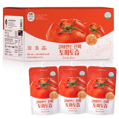 유기농마루 갈아만든 진짜 토마토즙, 100ml, 30개입