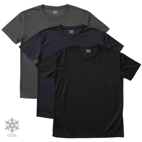 남성냉감티셔츠 - 베이스알파 에센셜 남녀공용 기능성 쿨링 라운드넥 반팔 티셔츠 3p
