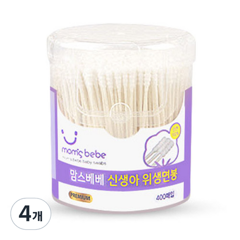 맘스베베 신생아 위생면봉, 400개입, 4개