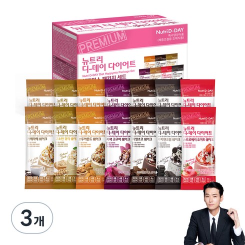 단백질쉐이크해피믹스 - 뉴트리디데이 다이어트 쉐이크 해피믹스, 350g, 3개