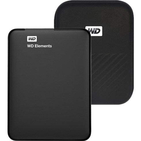 wd외장하드4tb - WD Elements Portable 휴대용 외장하드 + 파우치, 4TB, 블랙