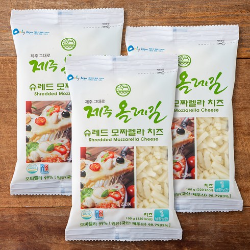 목초유치즈 - 제주 올레길 슈레드 모짜렐라치즈, 100g, 3개