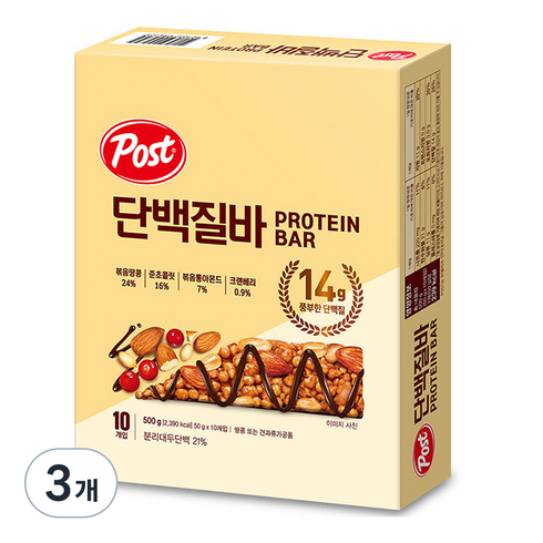 포스트 단백질바, 3개, 500g