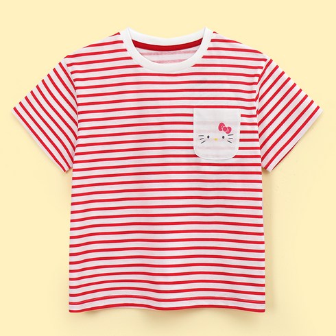 키티 - 프리미에팜 아동용 산리오 헬로키티 스트라이프 반팔 티셔츠