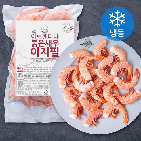 슬라웨시새우 - 바다몰 자연산 아르헨티나 붉은새우 이지필 (냉동), 600g(대), 1봉