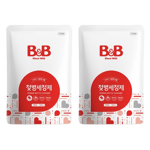 모윰젖병세제 - 비앤비 젖병세정제 액상형 리필, 500ml, 2개