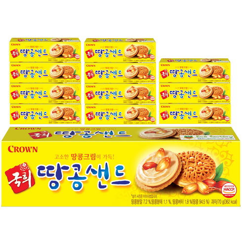 크라운 국희땅콩샌드, 70g, 12개