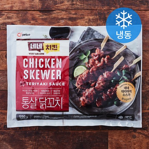 노브랜드 닭꼬치 - 오프라이스 네네치킨 통살 닭꼬치 (냉동), 590g, 1개