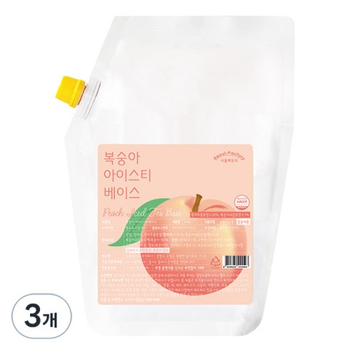 세미아이스티 - 서울팩토리 복숭아 아이스티 베이스, 2kg, 3개
