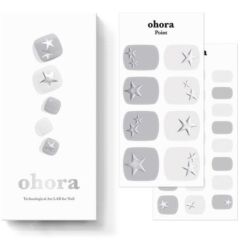 오호라 P 빈티지 스타 젤스트립 페디 세트, 1세트, two tone gray, silver foil