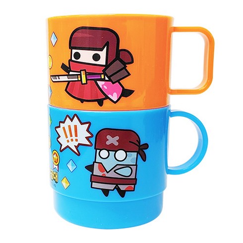 르번 탕탕특공대 도형컵 2p, 혼합색상, 1세트, 230ml