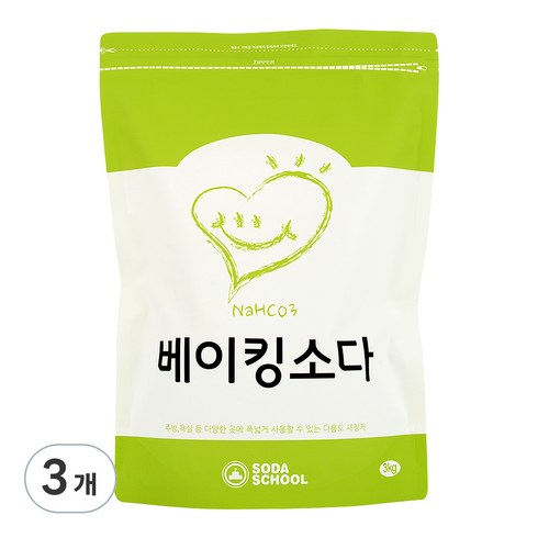 베이킹소다대용량3kg - 소다스쿨 베이킹소다 대용량, 3kg, 3개