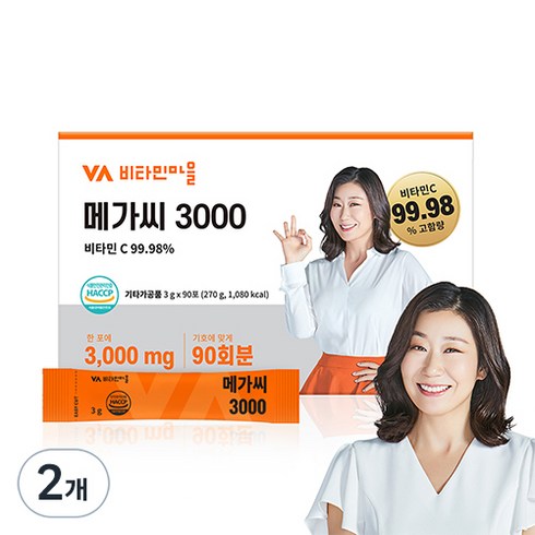 3000메가비타민c - 비타민마을 메가씨 3000 비타민C 분말 스틱, 270g, 2개