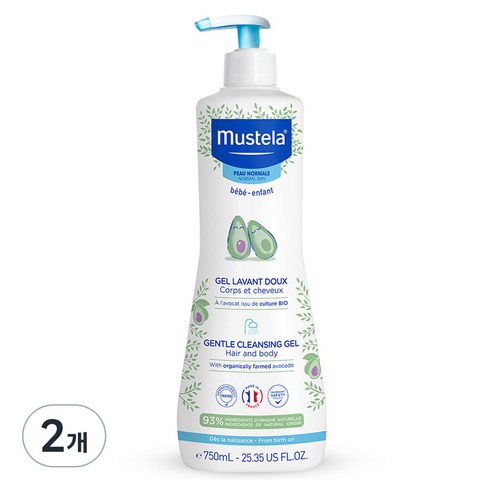 무스텔라바디워시 - 무스텔라 젠틀 클렌징 젤 샴푸 앤 바디워시, 750ml, 2개