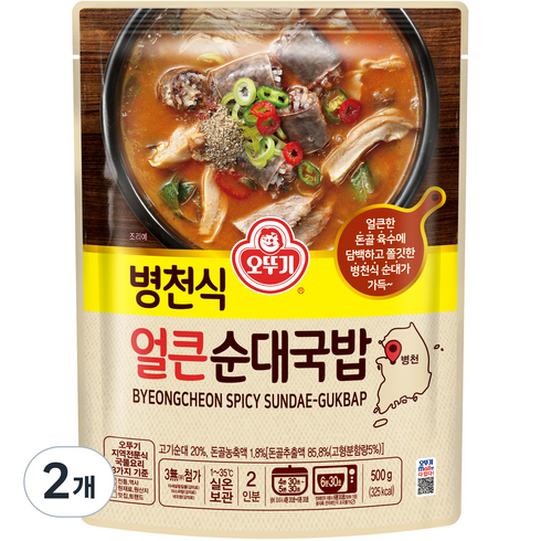 얼큰오소리순대국밥 - 오뚜기 병천식 얼큰 순대국밥, 2개, 500g