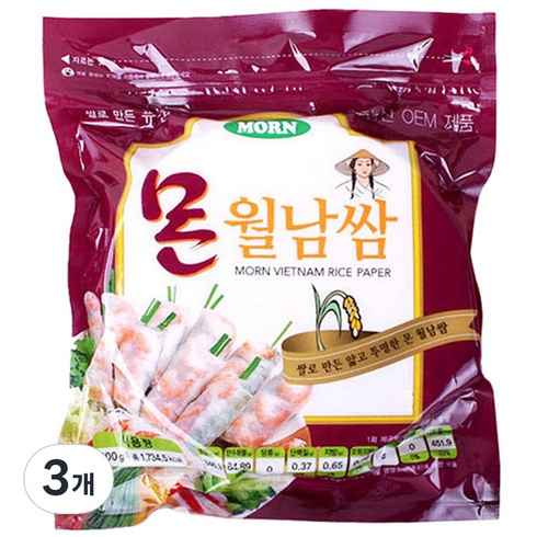 라이스페이퍼 - MORN 월남쌈 원형, 500g, 3개