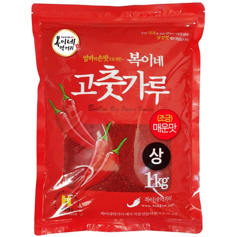 고춧가루 - 복이네먹거리 조금매운맛 고춧가루 김치용 상, 1kg, 1개