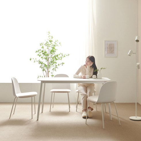 4인식탁세트 - 보니애가구 나탈리 포세린 세라믹 식탁 + 의자 4p 세트 4인용 방문설치, 화이트