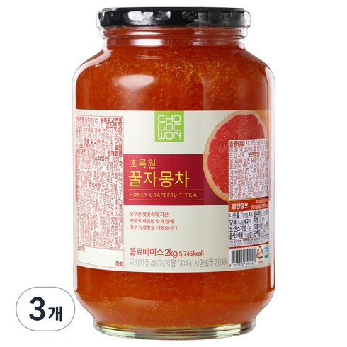 자몽청 - 초록원 꿀자몽차, 2kg, 1개입, 3개