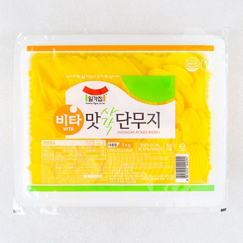 업소용단무지 - 일가집 반달 맛사각단무지, 3kg, 1개