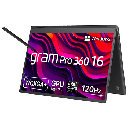 lg전자그램프로360 - LG전자 2024 그램 프로 360 16 코어Ultr5, 옵시디안블랙, 512GB, 16GB, WIN11 Home, 16T90SP-KA5BK
