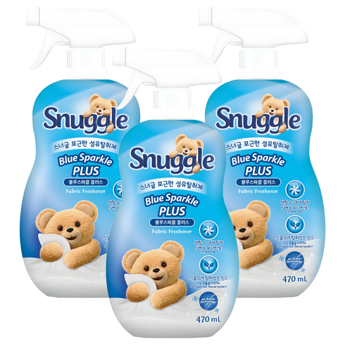 스너글 섬유탈취제 블루스파클 플러스 본품, 470ml, 3개
