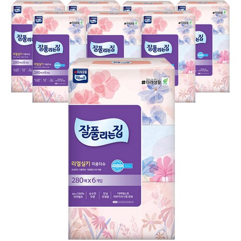 잘풀리는집 리얼실키 미용티슈, 280매, 48개