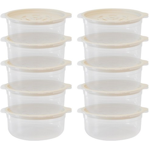 2023년 가성비 최고 옵토마 L1+ - 토마톰스 냉동밥 전자레인지 뚜껑 용기 600ml, 크림, 10개