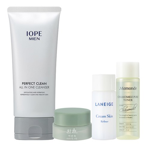 아이오페 맨 퍼펙트 클린올인원 클렌저 125ml + 아모레퍼시픽 기초케어 3종, 1세트, 1g